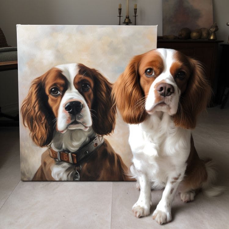 Painting of a dog's head